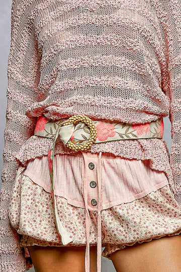 Neon Coral Floral Belt