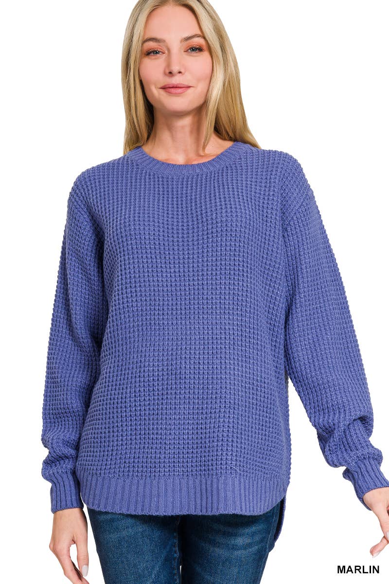 Hi Low Waffle Sweater in Marlin (REG)