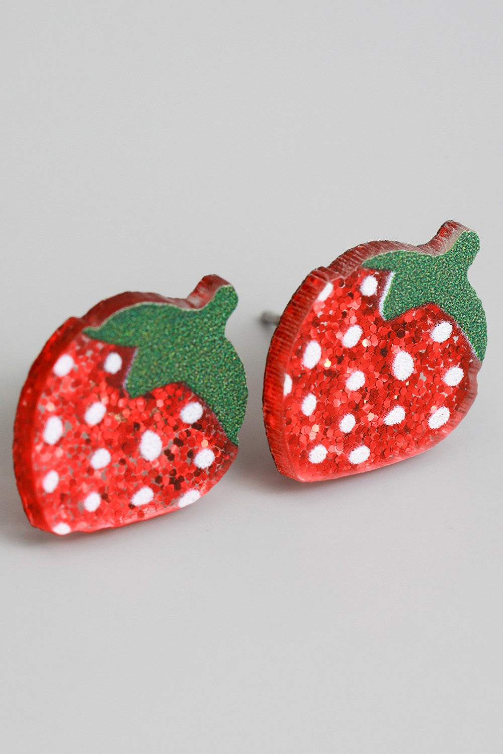 Glitter Strawberry Stud Earrings