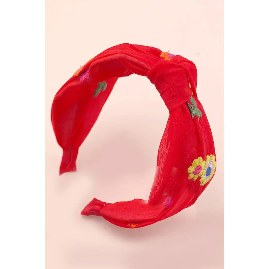 Red Knotted Flower Headband