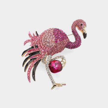 Stone Paved Flamingo Brooch
