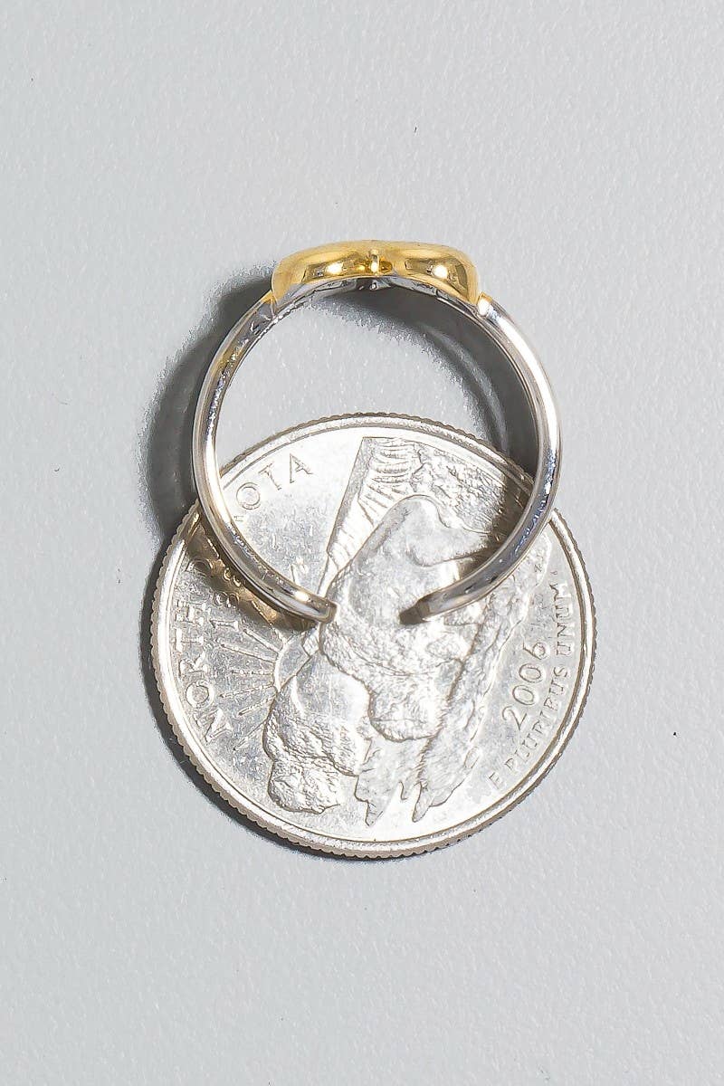 Two Tone Open Heart Ring