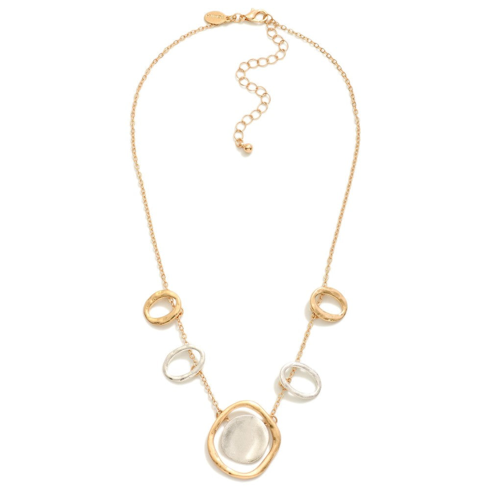 Hammered Ring Station Necklace