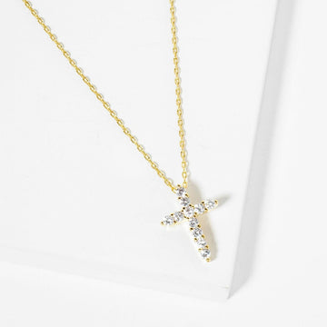 Simple CZ Cross Necklace
