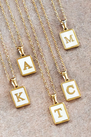 18K Gold Plated Initial Tag Necklace