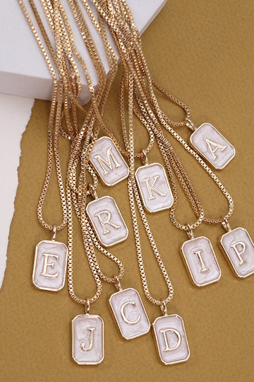 Pearly Monogram Initial Necklace w/rounded edge