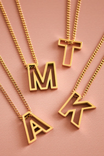 Hollow Initial Necklace