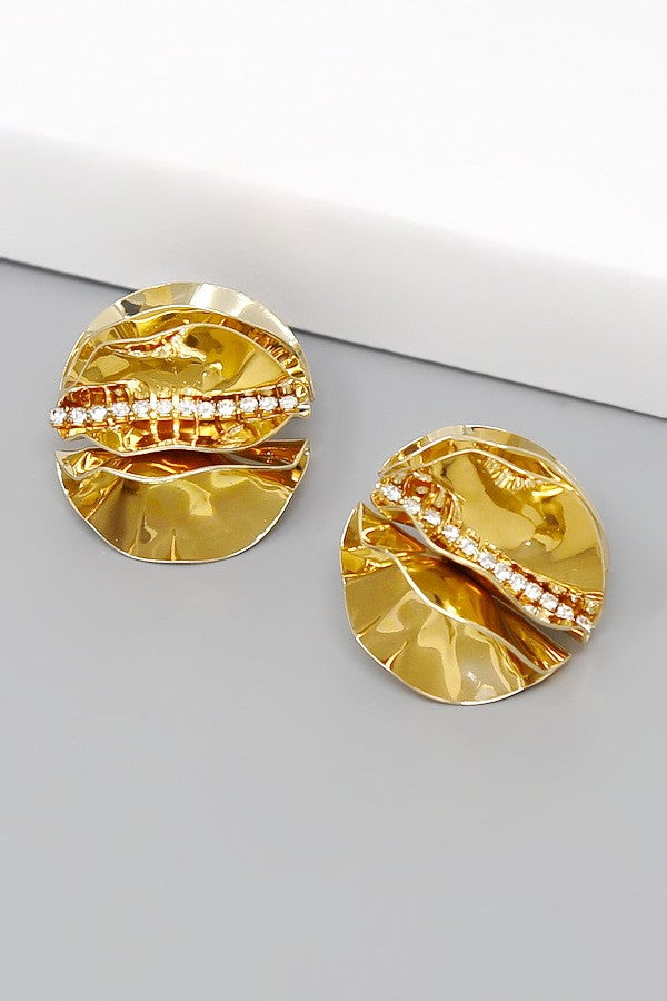 Rhinestone Thread Metal Earrings