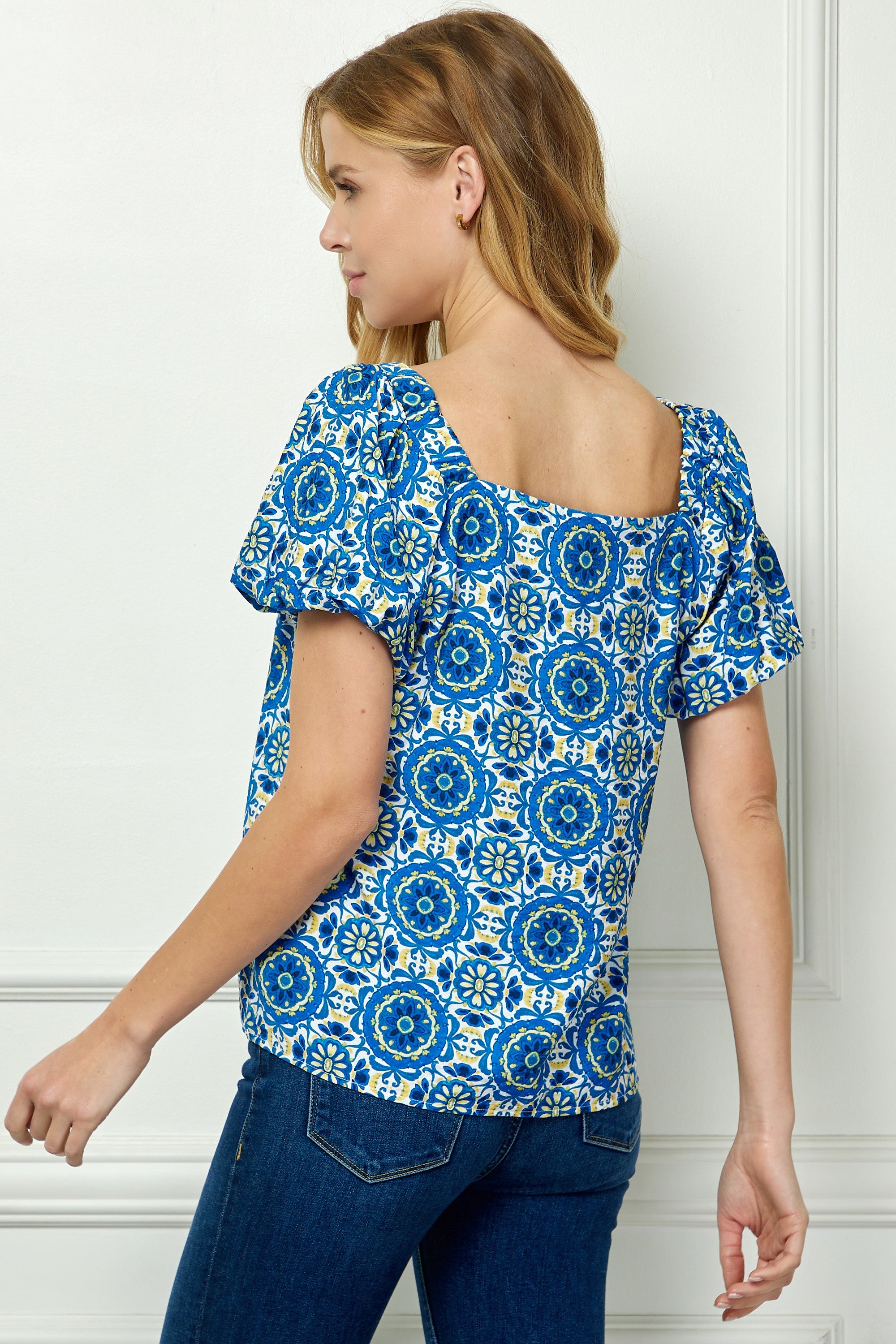 Pattern Trapeze Top in Blue (REG/PLUS)