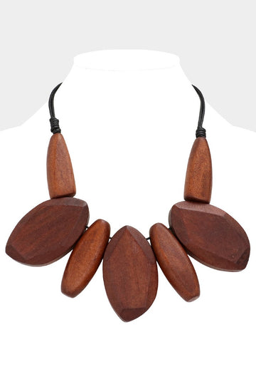 Abstract Wood Statement Necklace