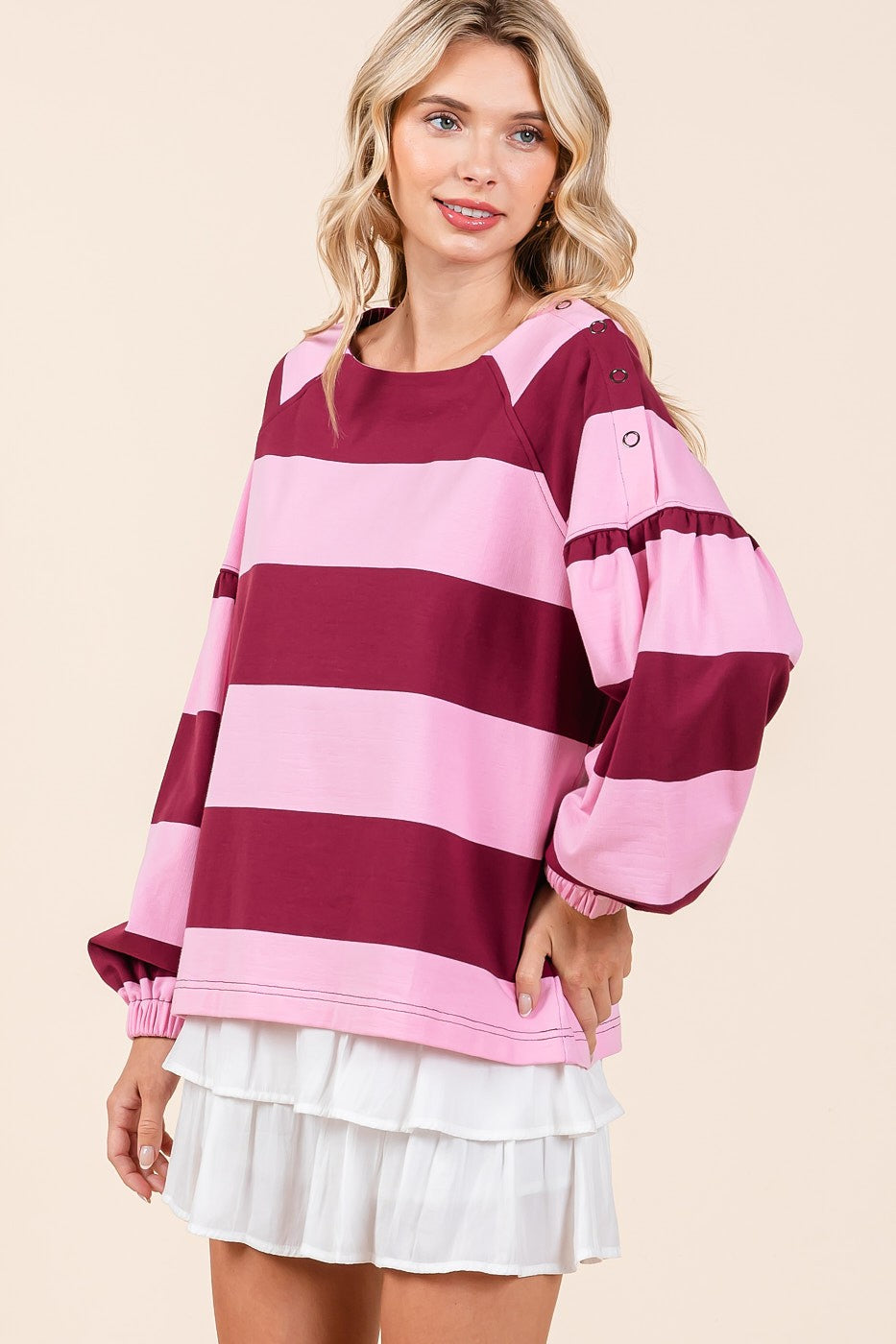 Colette Striped Top in Pink (REG)
