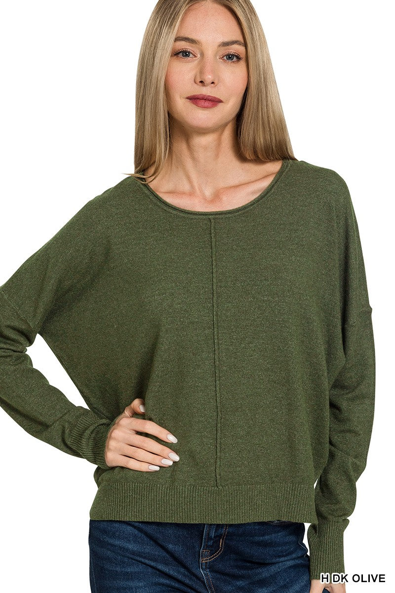 Carlee Viscose Sweater in Dk Olive (REG)