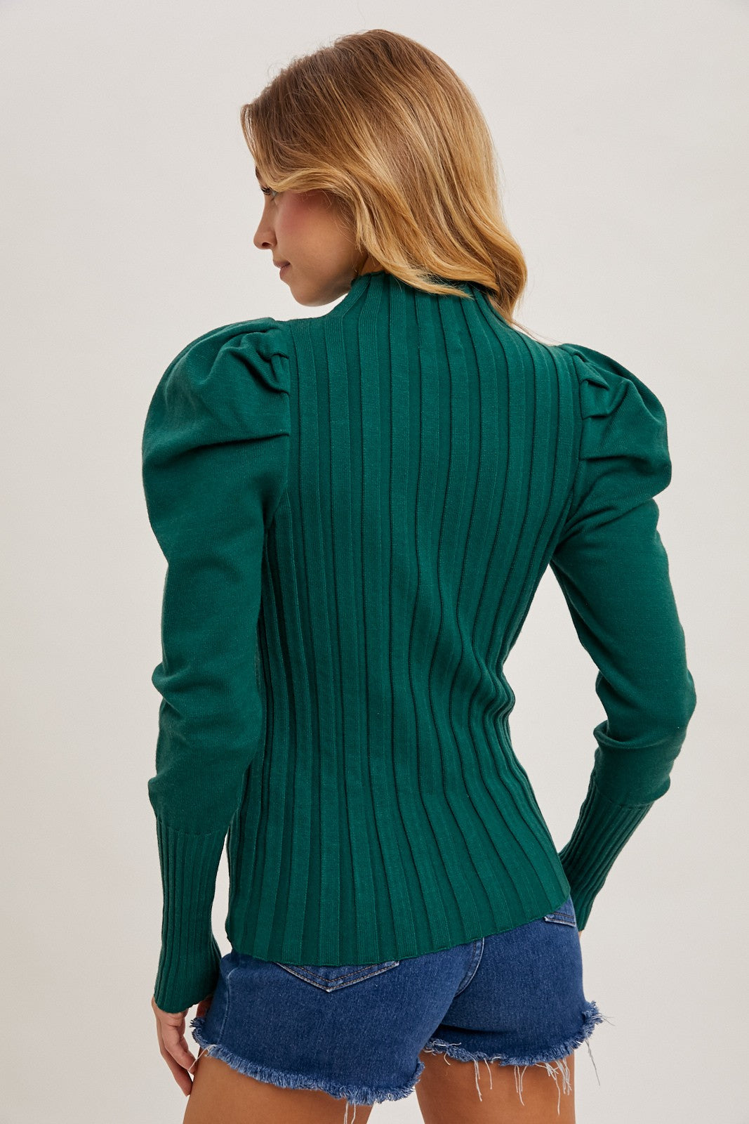 Pauline Mock Neck Top in Green (REG)