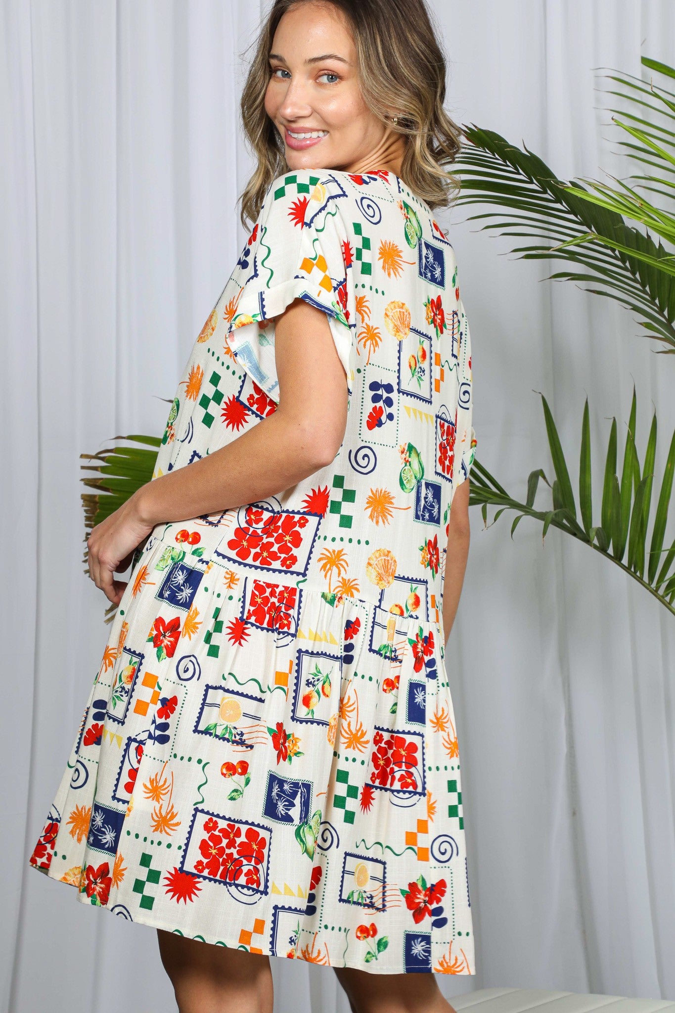 Tropical Vacay Print Mini Dress (REG)