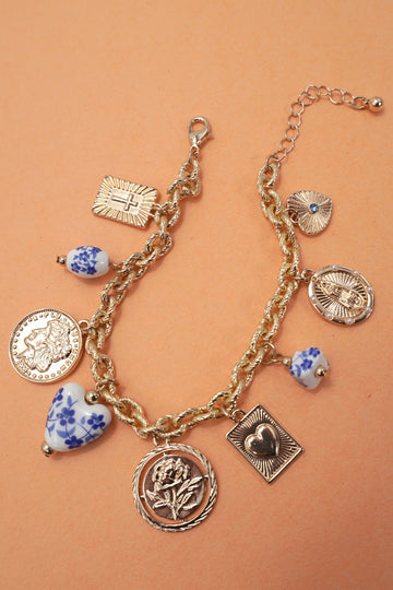 Porcelain Coin Charm Bracelet