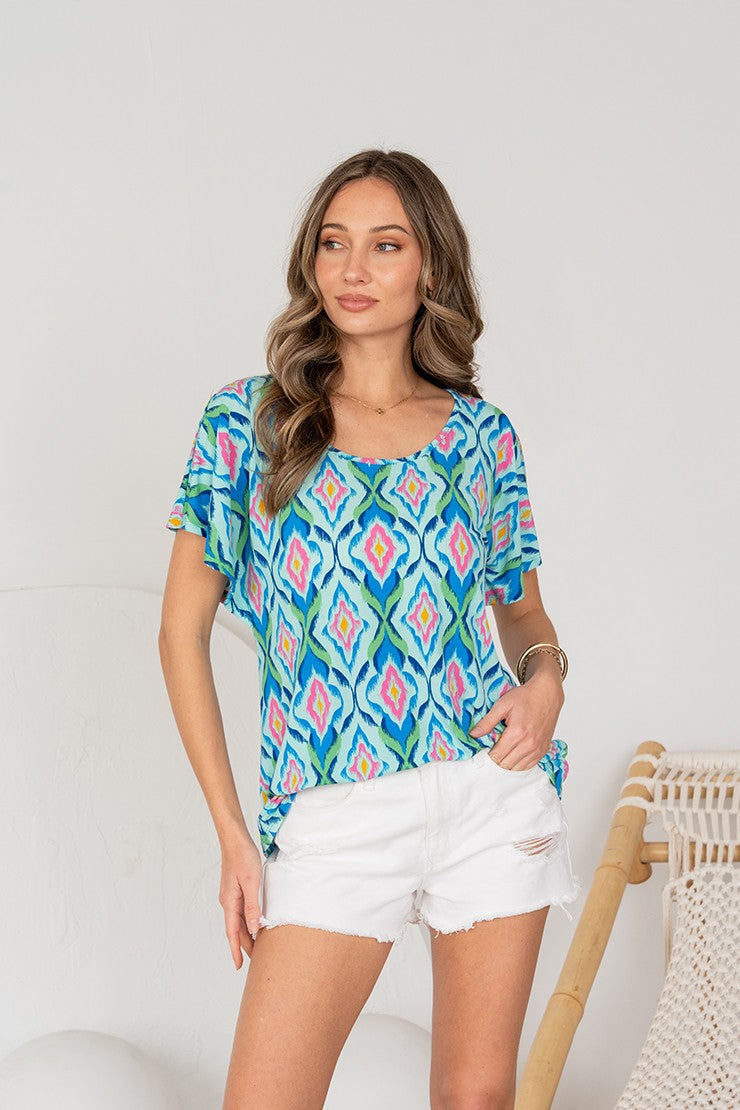 Relaxed Ikat Print Top (REG/PLUS)