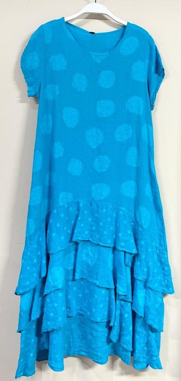 Polka Dot Ruffle Dress in Turquoise (REG)