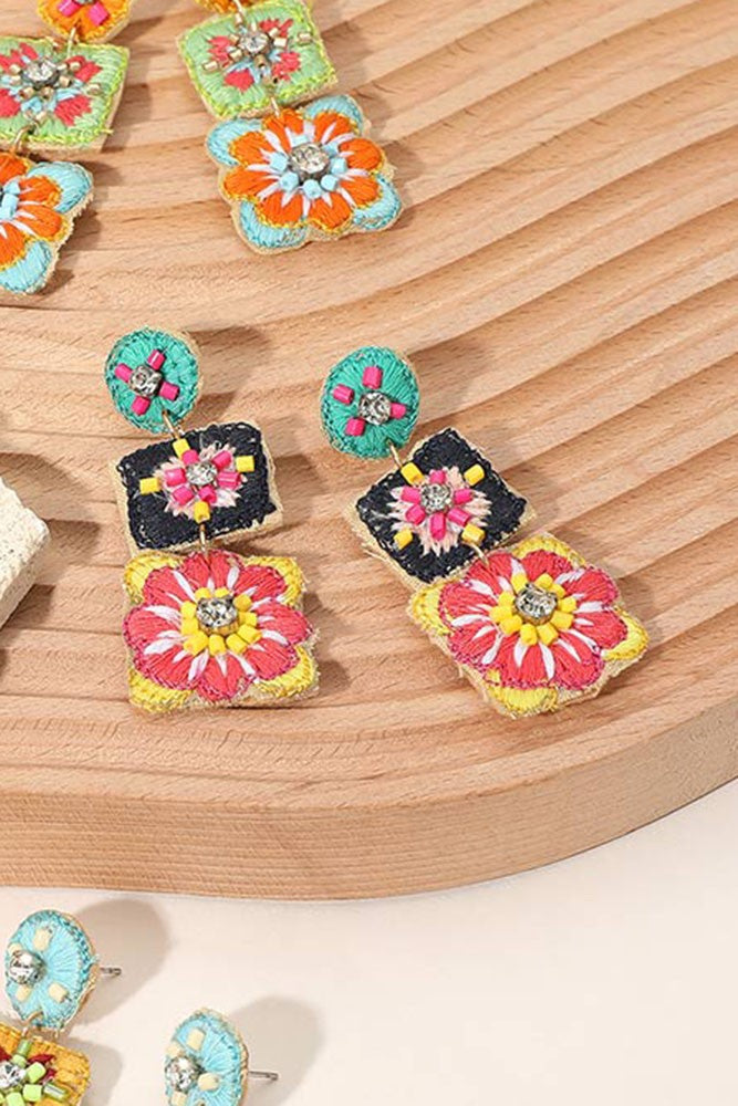 Boho Embroidered Earrings