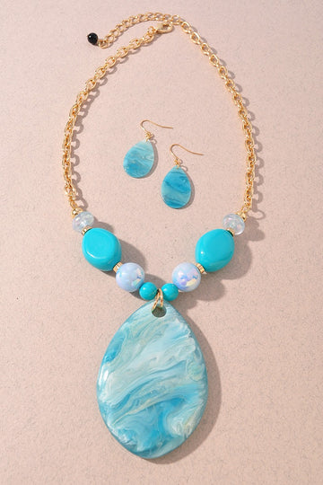 Marble Teardrop Necklace