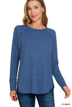 Classic Waffle Knit Top in Lt Navy (REG/PLUS)