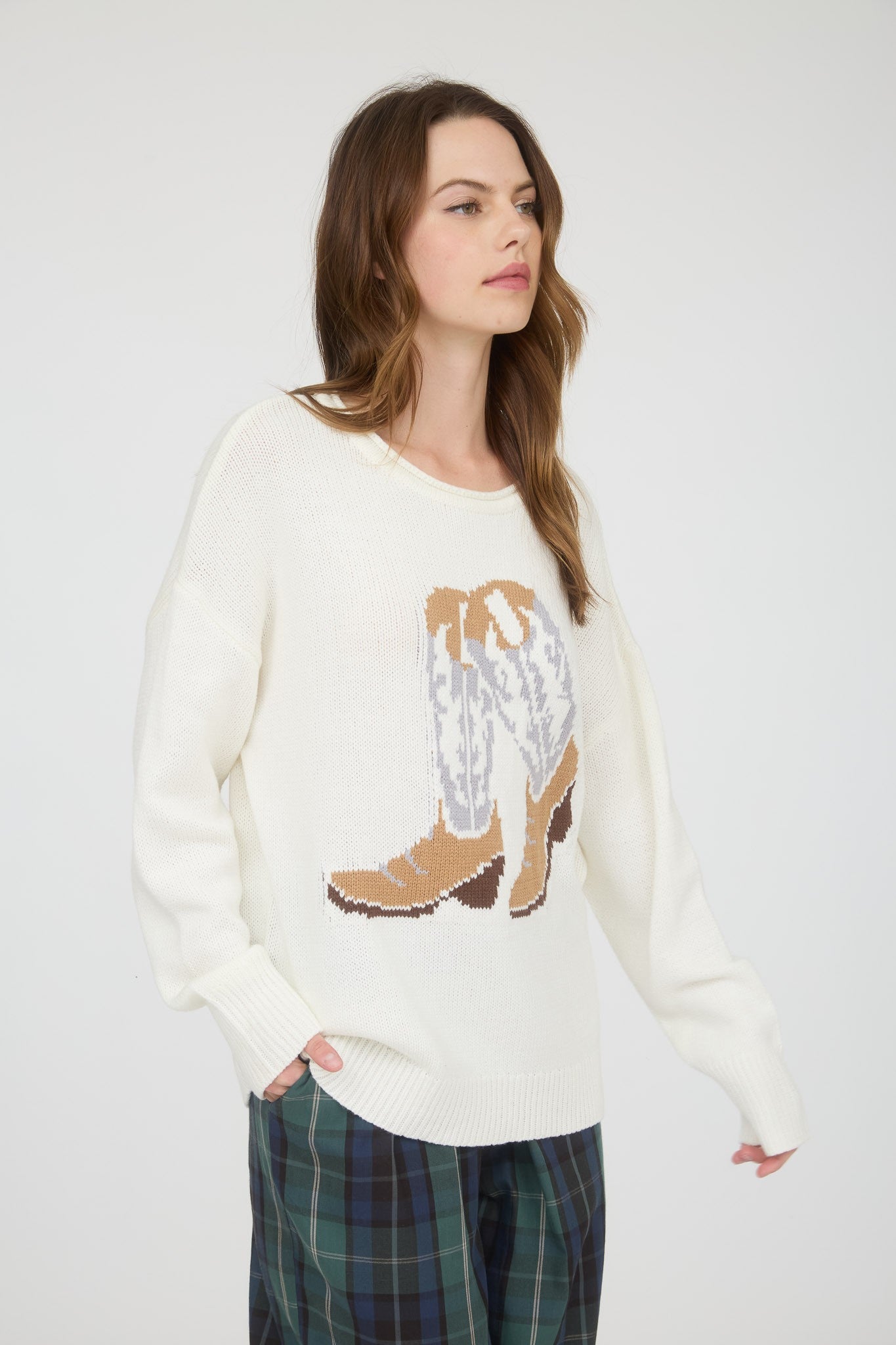 Western Boot Jacquard Sweater (REG)