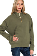 Half Zip Fleece Top in Dk Olive (REG)