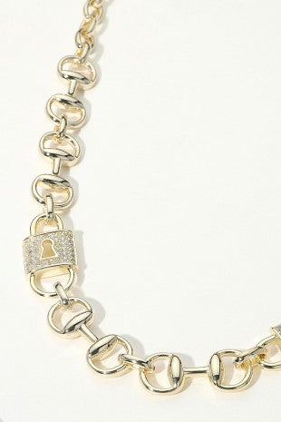 14k Horsebit Chain Lock Necklace
