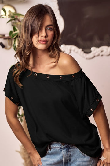 Auralis Metal Trim Top in Black (REG)