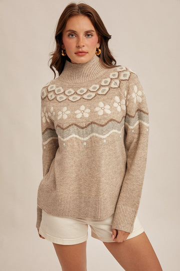 Nordic Daisy Mock Neck Sweater (REG)