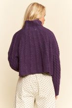 Turtleneck Cable Sweater in Purple (REG)