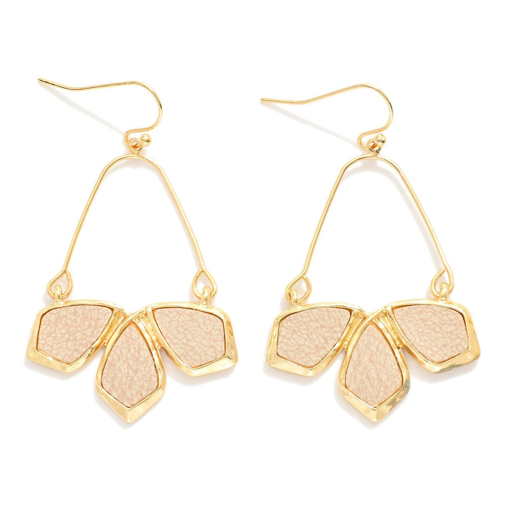Geo Leather Drop Earrings