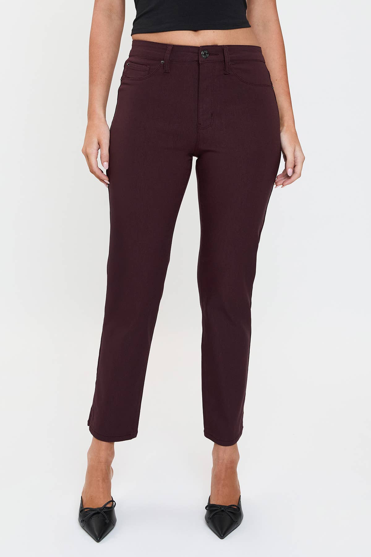 Hyperstretch Cropped Straight Pants in Dark Berry (REG)