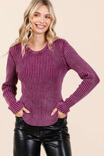 Mineral Wash Ribbed Sweater in Plum (REG)