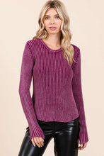 Mineral Wash Ribbed Sweater in Plum (REG)
