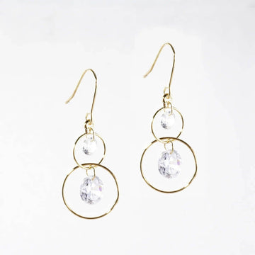 2 Tier Gold Dipped CZ Ring Earrings