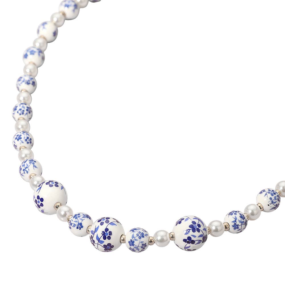 18K Dipped Floral Pearl Beaded Necklace