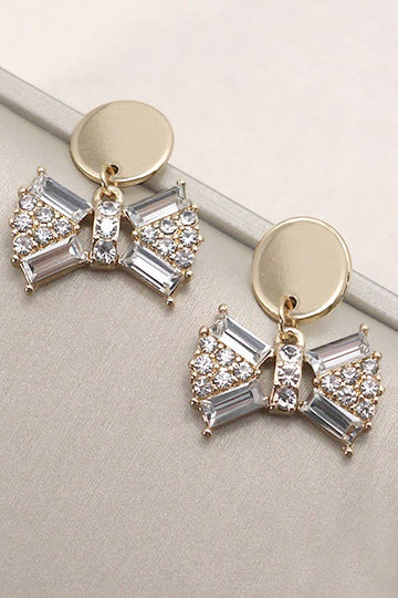 Baguette Bow Rhinestone Earrings