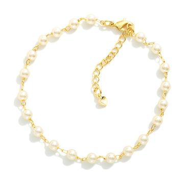 18K Filled Chain Link Bracelet w/ Circular Pearls