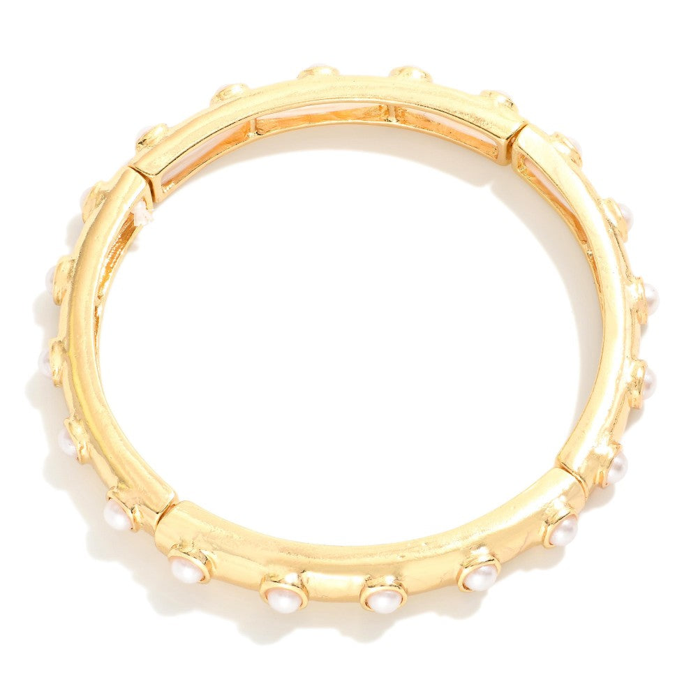 Pearl Studded Stretch Bangle Bracelet