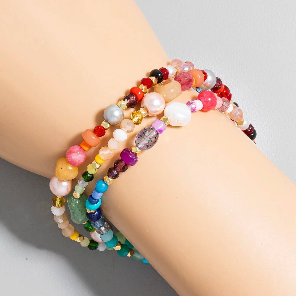 Assorted Pearl And Stone Bracelet Set