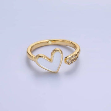 24K Filled White Heart Wrap Ring