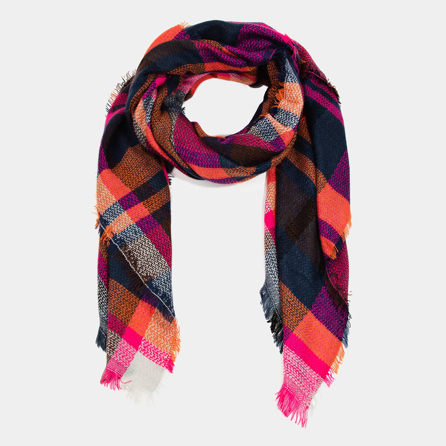 Pink Multi Plaid Scarf