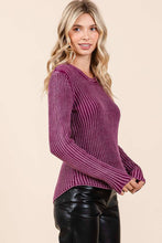 Mineral Wash Ribbed Sweater in Plum (REG)
