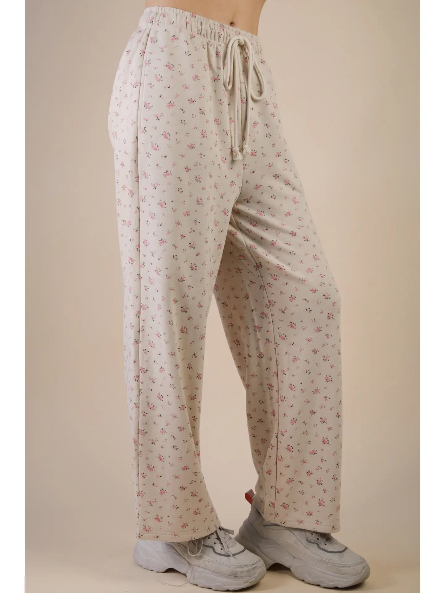 Comfy Floral Pants in Cream (REG/PLUS)