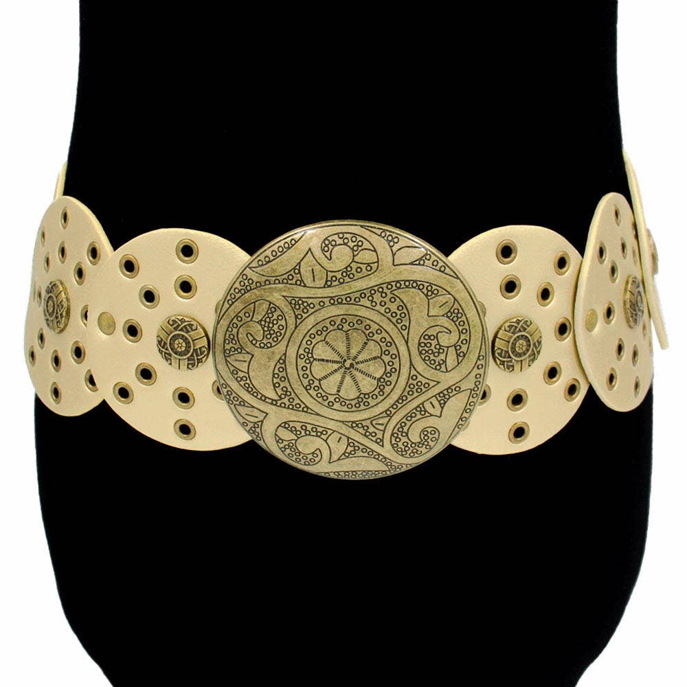 Western Faux Leather Circle Link Belt
