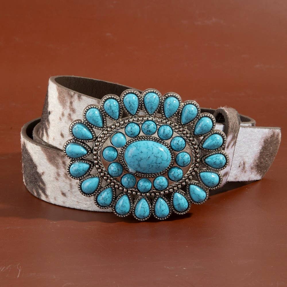 Western Turquoise Stone Buckle Belt