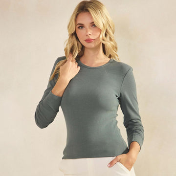 Judson Pure Comfort Ribbed Top in Smoky Olive (REG)