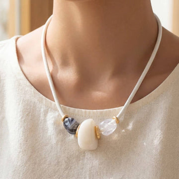 Resin and Metallic Cord Necklace