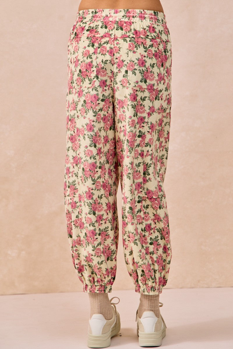 Pink Floral Corduroy Pants (REG)