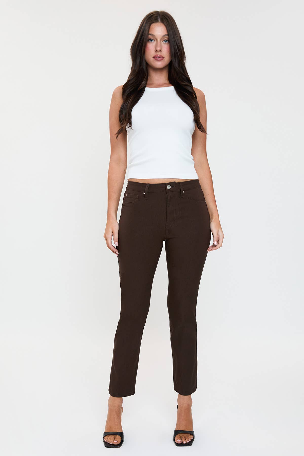 Hyperstretch Cropped Straight Pants in Dark Berry (REG)